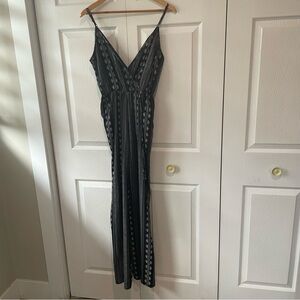 Chic Black Patterned Jumpsuit size small